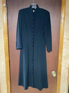 Liz Claiborne Vintage Black Button Down Long Coat Dress Sz 4 - Picture 1 of 6