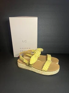 LC Lauren Conrad Rosemary Women's Yellow Gingha Slingback Sandals Shoes 7.5M - Picture 1 of 12