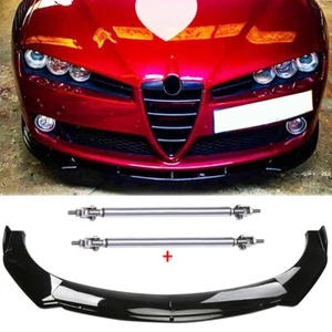 Front Bumper Lip Spoiler Splitter Body Kit + Strut Rods For Alfa Romeo 147 02-07 - Foto 1 di 12
