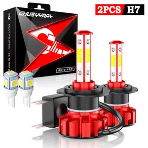 H7 LED Headlight Super Bright Bulbs Kit white 6000K 6000LM High/Low Beam 2pc - Picture 1 of 15