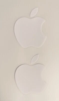 APPLE LOGO WHITE STICKERS 2 WHITE APPLE LOGO STICKERS NEW UNUSED FREE SHIPPING - Image 1 of 2