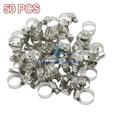 Abrazaderas de manguera de accionamiento de acero inoxidable ajustables de 50x 3/8"-5/8" clip de gusano de línea de combustible Foto 1 de 4