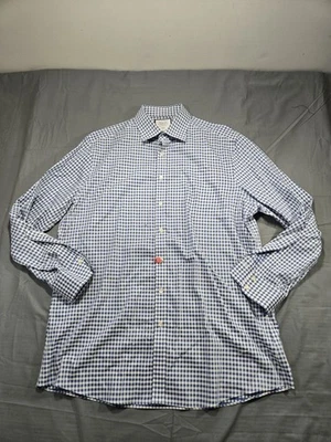 Camisa Charles Tyrwhitt Para Hombres 17.5-36 Azul Calce Ajustado Sin Hierro Vestido Cuadros Guinga Foto 1 de 4