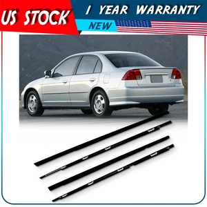 Fits 2001-2005 Honda Civic 4 Door 4x Door Window Moulding Weatherstrip Seal Belt - Picture 1 of 8