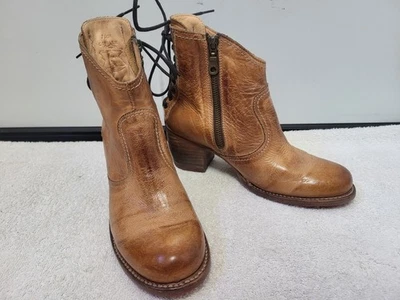 Bed Stu Xena Botines Mujer 7 Tostado Rústico Zapatero Botines Cuero Encaje Espalda Foto 1 de 4