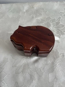PUZZLE CAJA 4 piezas de tesoro en forma de cerdo joyería recuerdo baratija tallada en madera - Imagen 1 de 9