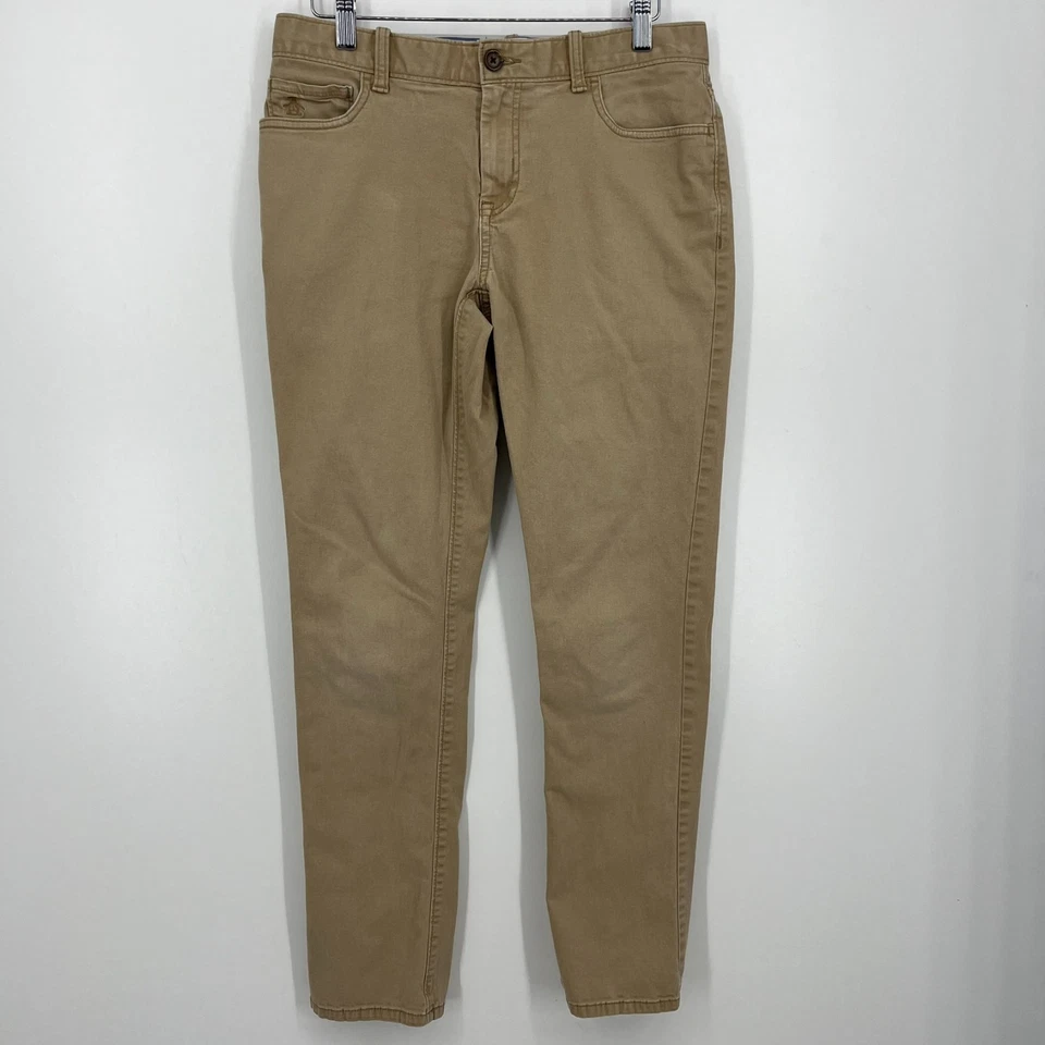 Pantalones chinos Penguin para hombre talla 30 caqui rectos ajustados cremallera frente plano Foto 1 de 4