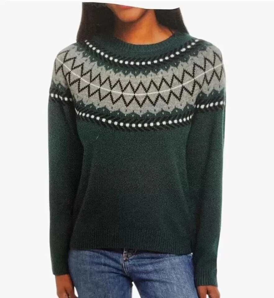 Weatherproof Vintage Fairisle Ribbed Cuffs & Hem Sweater (Various )1806942