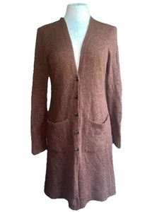 Peruvian Connection Brown Baby Alpaca Button Up Pockets Cardigan, Womens Sz XS - Picture 1 of 21