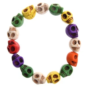 Howlite Turquoise Skull Beads Buddhist Prayer Bracelet K9W98725 - Foto 1 di 3