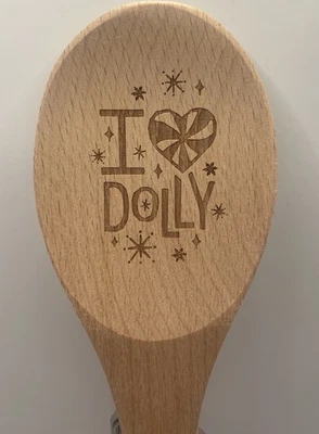 I Love Dolly Wooden Spoon Dolly Parton Signature On Handle Official Dolly Merch - Image 1 of 4