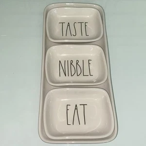 Juego de 4 platos y platos RAE DUNN de cerámica blanca sabor mordisqueador - Imagen 1 de 8