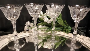4 Vintage Cambridge ROSE POINT CLEAR Liquor Cocktail Sherry Cognac Glasses Set - Picture 1 of 8