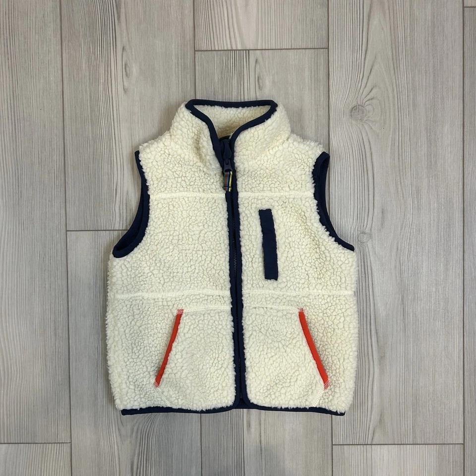 Mini Boden Size 3-4Y Sherpa Hoodie Cream Vest Full Zip - Image 1 of 4