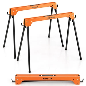 Portable Heavy Duty 1366 LBS Weight Capacity Saw Horses 2 Pack Folding Sawhorse - Picture 1 of 7