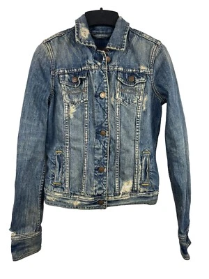 Chaqueta de Camionero Abercrombie & Fitch Denim Highly Distressed Grunge Y2K Talla S Foto 1 de 4