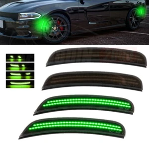 Dynamic Green Fenders Lamp For Dodge Charger 15-23 Front Rear Side Marker Lights - Picture 1 of 12