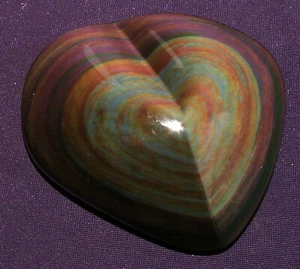 Regenbogen-Obsidian poliert, Mexico, Herz, 94,0g 68x66x21mm, Heilstein - Bild 1 von 11