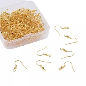 GOLD Plated EARRING Earwires x200 ❤ Gift BOX Fish Hooks Wires Make Jewellery ❤ - Picture 1 of 2