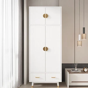 AUTOFOREVER Wardrobe Storage Closet Cabinet Clothing Rod 4-door 2 Drawers - Picture 1 of 8