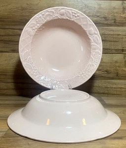 2 - MIKASA ENGLISH COUNTRYSIDE - PINK DP100 - 10 1/4" EMBOSSED SERVING BOWLS - Picture 1 of 6