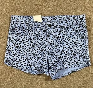 Hurley Animal Print Shorts Blue & Black 5 Style Pocket STRETCH Girls Size 14 - Picture 1 of 7