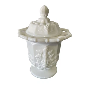 Vintage Westmoreland Milk Glass Paneled Grape Covered Dish - Picture 1 of 5