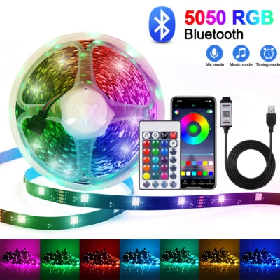 5V LED Strip Lights RGB Tape Rope USB 1M-10M 5050 SMD Bluetooth APP Controller - Image 1 of 4