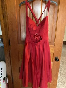 Pinup Couture Dress X-Large XL Retro Style Red Strappy Fit and Flare - Picture 1 of 6