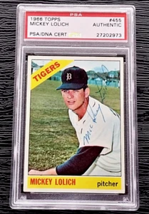 MICKEY LOLICH DETROIT TIGERS AUTOGRAPHED SIGNED 1966 TOPPS BASEBALL CARD PSA DNA - Picture 1 of 5
