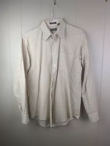 Christian Dior Monsieur Hemd Herren 16 34-35 Beige Gestreift Knopfleiste GUC - Bild 1 von 6