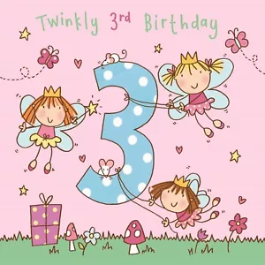 3 Year Old Card -Age 3 Card - 3rd Birthday Card For Girl -Girl Age 3 Card -Fairy - Picture 1 of 1