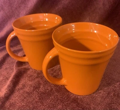 Rachel Ray Double Ridge Orange Coffee Cup Set of 2 Mugs - Image 1 of 4