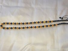 Gold Colour Shamballa Necklace with Black Crystal  Beads - New