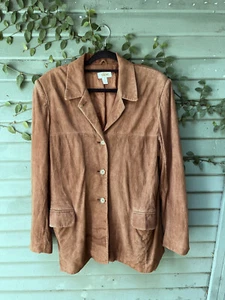 Vintage oversized brown suede blazer 90s Talbots jacket - Picture 1 of 13