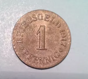 Germany Notgeld 1 Pfennig coin 1917. Rare. - Picture 1 of 2
