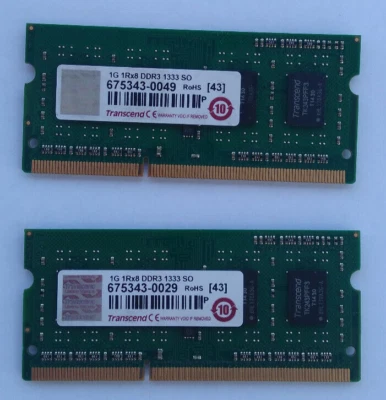 TRANSCEND 675343 2GB (2X1GB) RAM SODIMM DDR3 1333 PC3-10600 - Immagine 1 di 2
