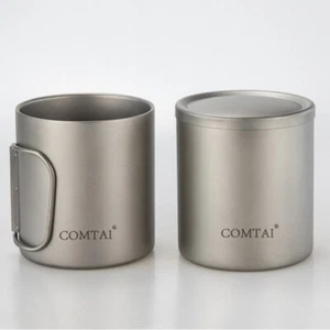 Double Wall Titanium Water Cup Coffee Tea Mug with Lid for Home Outdoor Camping - Picture 1 of 52