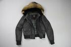 Belstaff  gray hooded fur  Leather  Bomber Jacket Gold Label Size UK 8 (40)