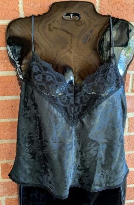 Womens Camisole Top Sz M Vintage Floral Silky Luxurious Coquette Dainty Lace USA - Image 1 of 4