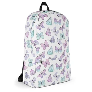 Purple Butterflies Backpack for Women, Girly Water Resistant Bookbag for Girls - Picture 1 of 16