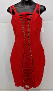 Cleo Red strap weave bandage stretch Dress - size S - Picture 1 of 19