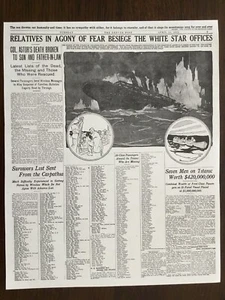 PERIÓDICO/PÓSTER TITANIC DESASTRE 16 ABRIL 1912 1 PÁGINA/2 LADOS THE DENVER POST - Imagen 1 de 12