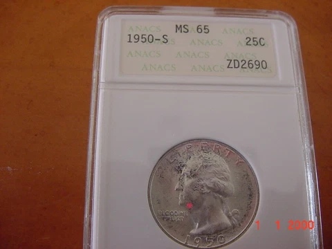 1950S Washington Quarter ANACS Certified MS65 Cover