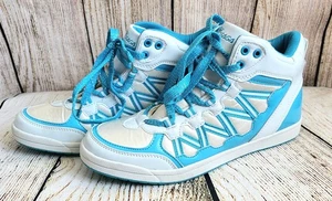 Baskets hautes à lacets bleu vif et blanc, taille 8 - LIVRAISON GRATUITE - Photo 1/9