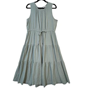 Calvin Klein Mint Green Sleeveless Tiered Pebble Textured Midi Dress Size 16 - Picture 1 of 8