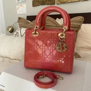 Patent Pink Lady Dior Bag Medium With Strap Authentic - Picture 1 of 23