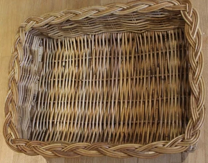 Decorative Woven Tan Wicker/Rattan Basket 25" x 18" Organizer Home Decor - Picture 1 of 5