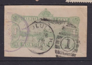 HAWAII, ENVELOPE 1884 1c. Green, cut square. MAUI - Picture 1 of 1