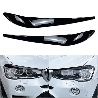 2 Pcs ABS Front Headlight Eyebrow Eyelid Cover For BMW X3 F25 X4 F26 2014-2017 Foto 1 de 4